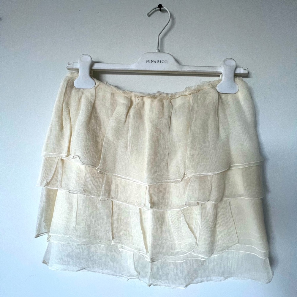 Nina Ricci white 100% silk skirt size 38 NWT